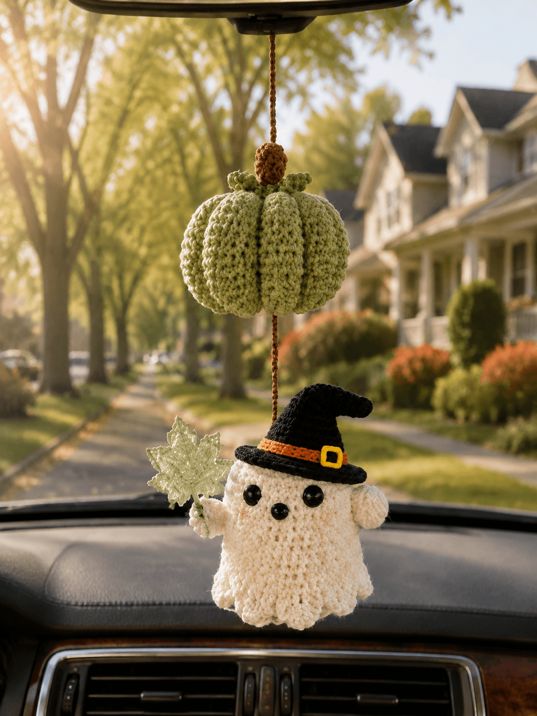 Custom Crochet Ghost Car Hanging | Handmade Halloween Car Charm | Halloween Car Hanging - Image 5