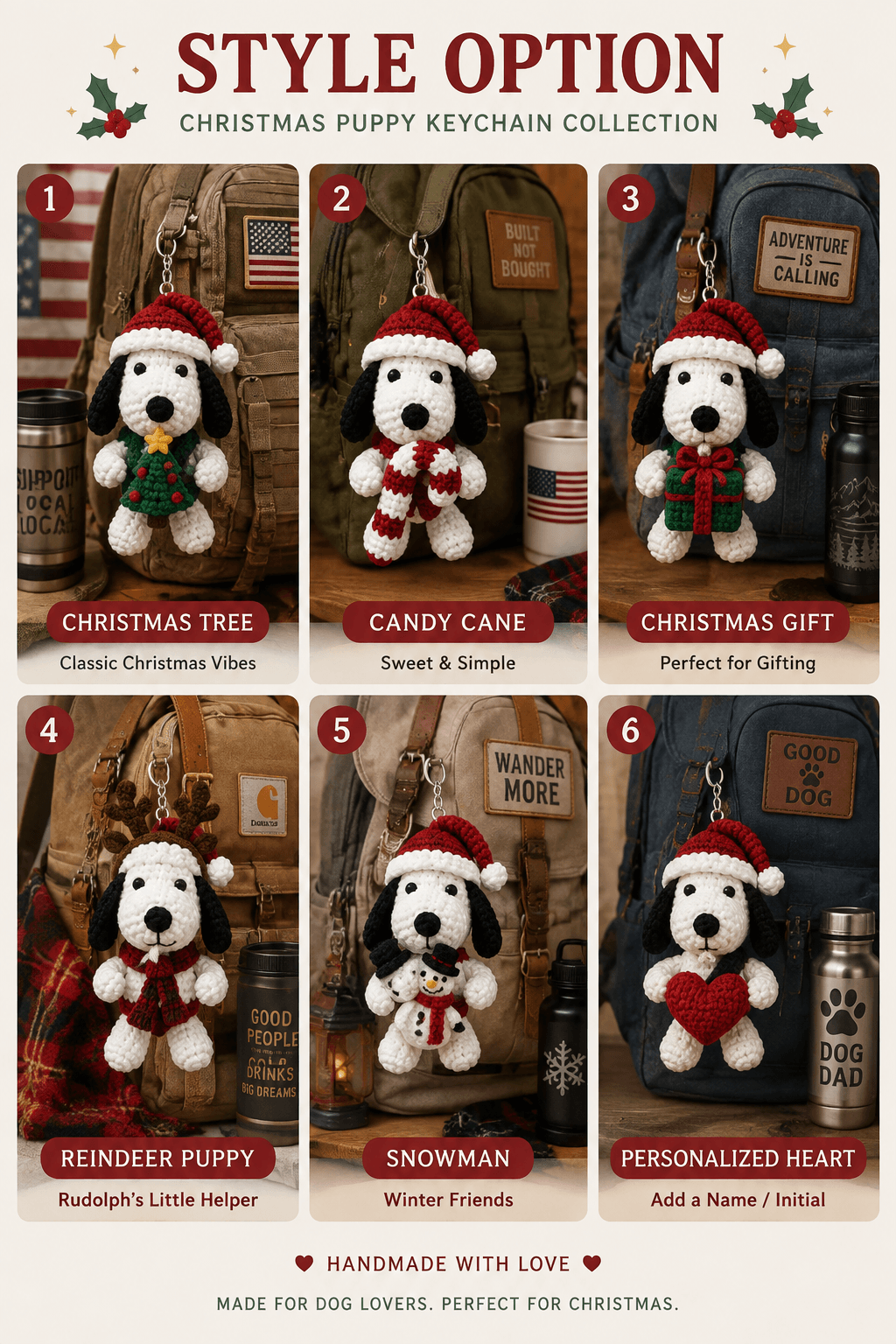 Custom Crochet Puppy Backpack Charm | Handmade Cute Keychain | Puppy Lovers - Image 2