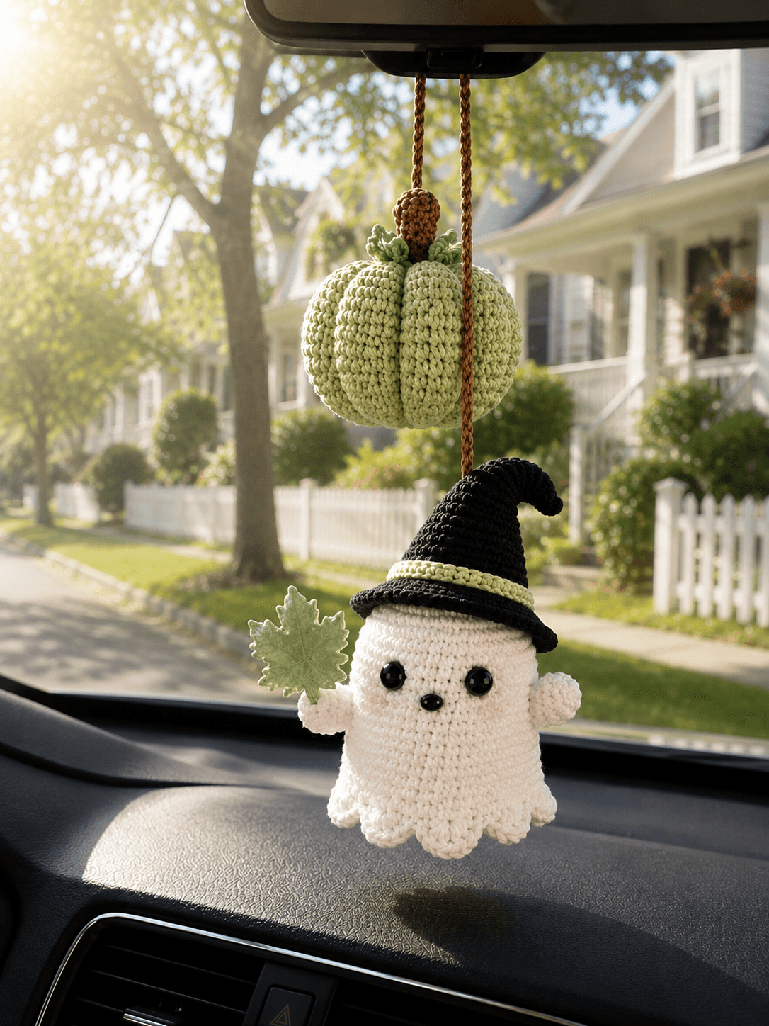 Custom Crochet Ghost Car Hanging | Handmade Halloween Car Charm | Halloween Car Hanging - Image 4