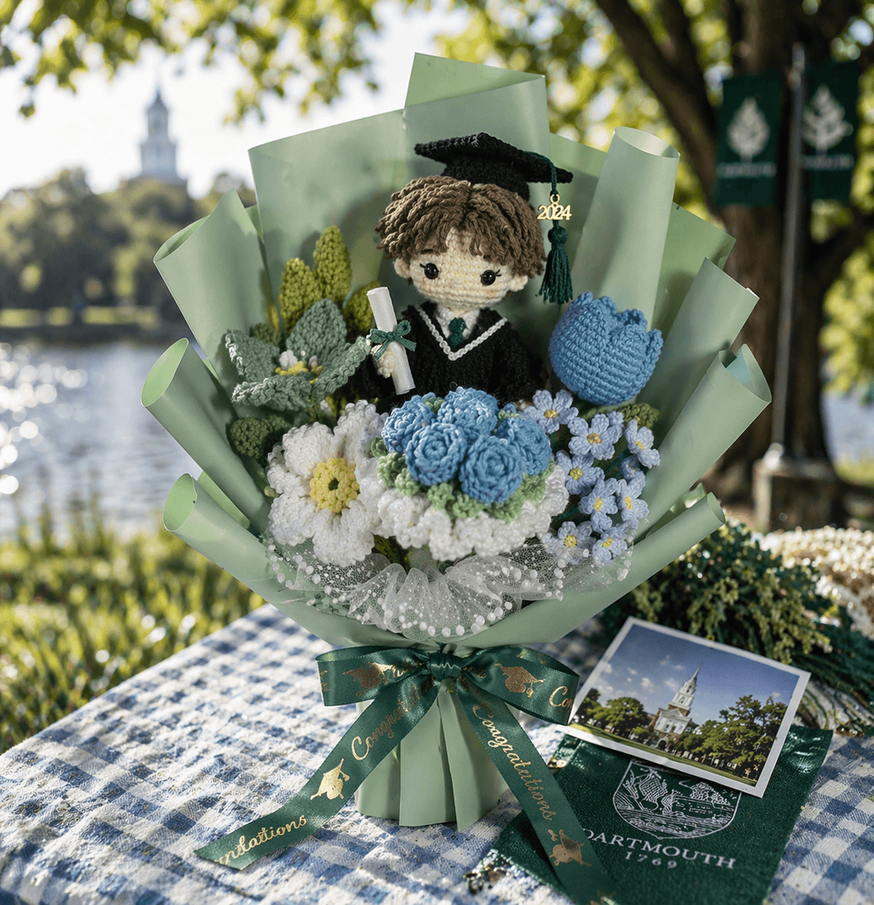 Best-Ever Graduation Gift for Her I Personalized Crochet Graduation Bouquet with Custom Full Doll I Handmade Gift - Image 7
