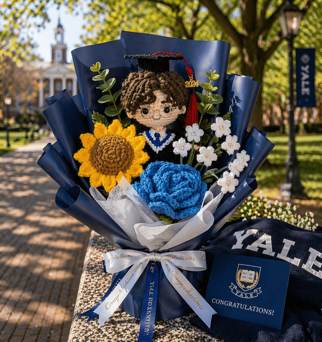 Best-Ever Graduation Gift for Her I Personalized Crochet Graduation Bouquet with Custom Full Doll I Handmade Gift - Image 8