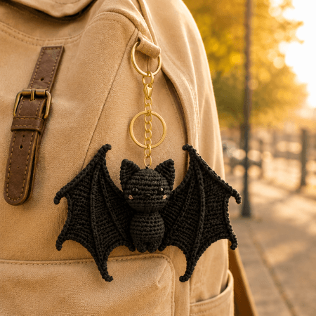 Custom Crochet Bat Keychain Car Hanging | Halloween Rearview Mirror Charm | Spooky Fall Car Accessory