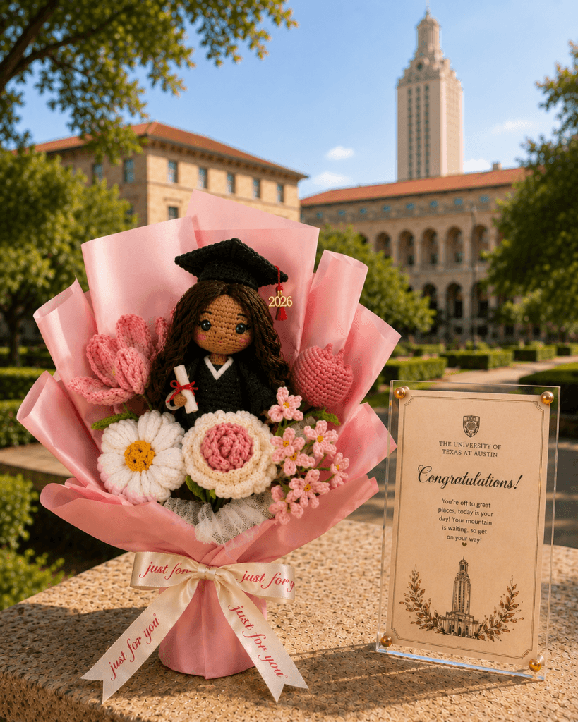 Best-seller Graduation Gift for Her I Personalized Crochet Graduation Bouquet with Custom Full Doll I Handmade Gift