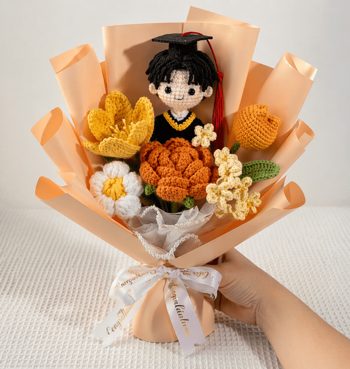 Best-Ever Graduation Gift for Her I Personalized Crochet Graduation Bouquet with Custom Full Doll I Handmade Gift - Image 10